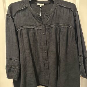 Johnny Was Charcoal Button-Up Blouse